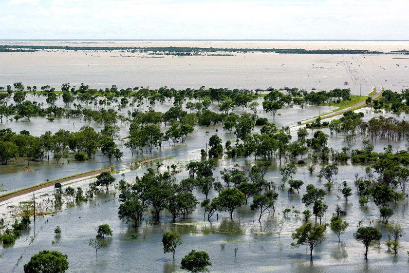 Flooded town of Karumba in north Queensland